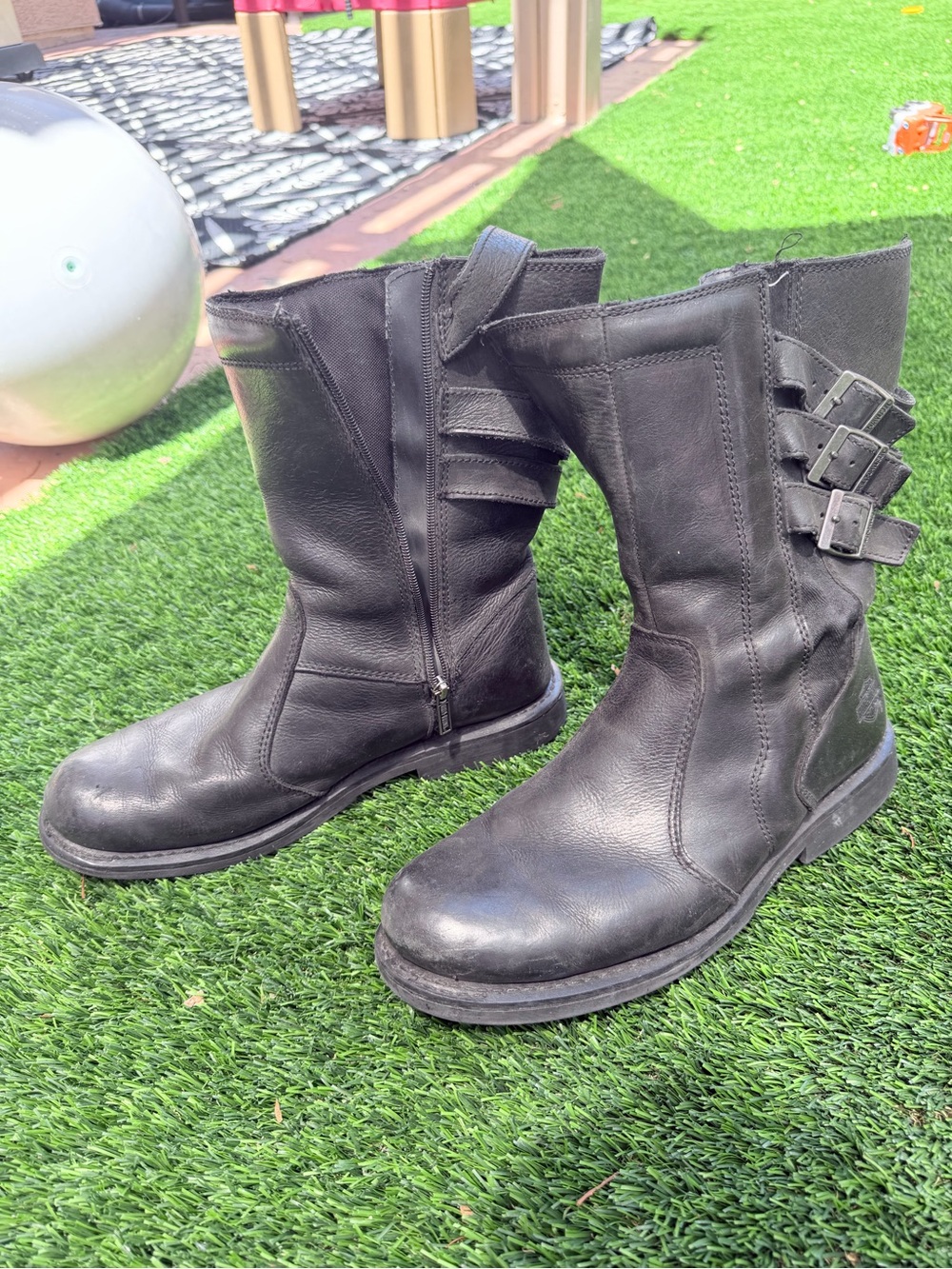Harley-Davidson motorcycle Black Leather Buckle Boots